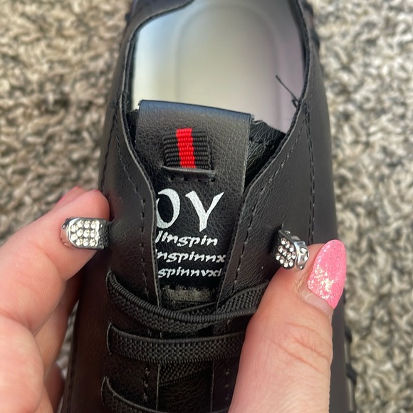 NWT shoes soft sole black stretchy laces bling tip size 42 (mens 9 or womens 10) - Picture 13 of 17